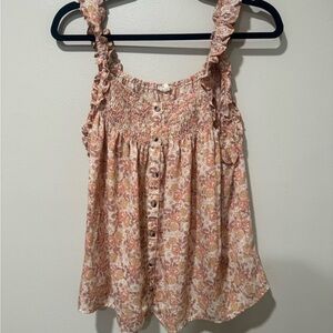 Hem & Thread Pink Smocked Ruffled Tank Top